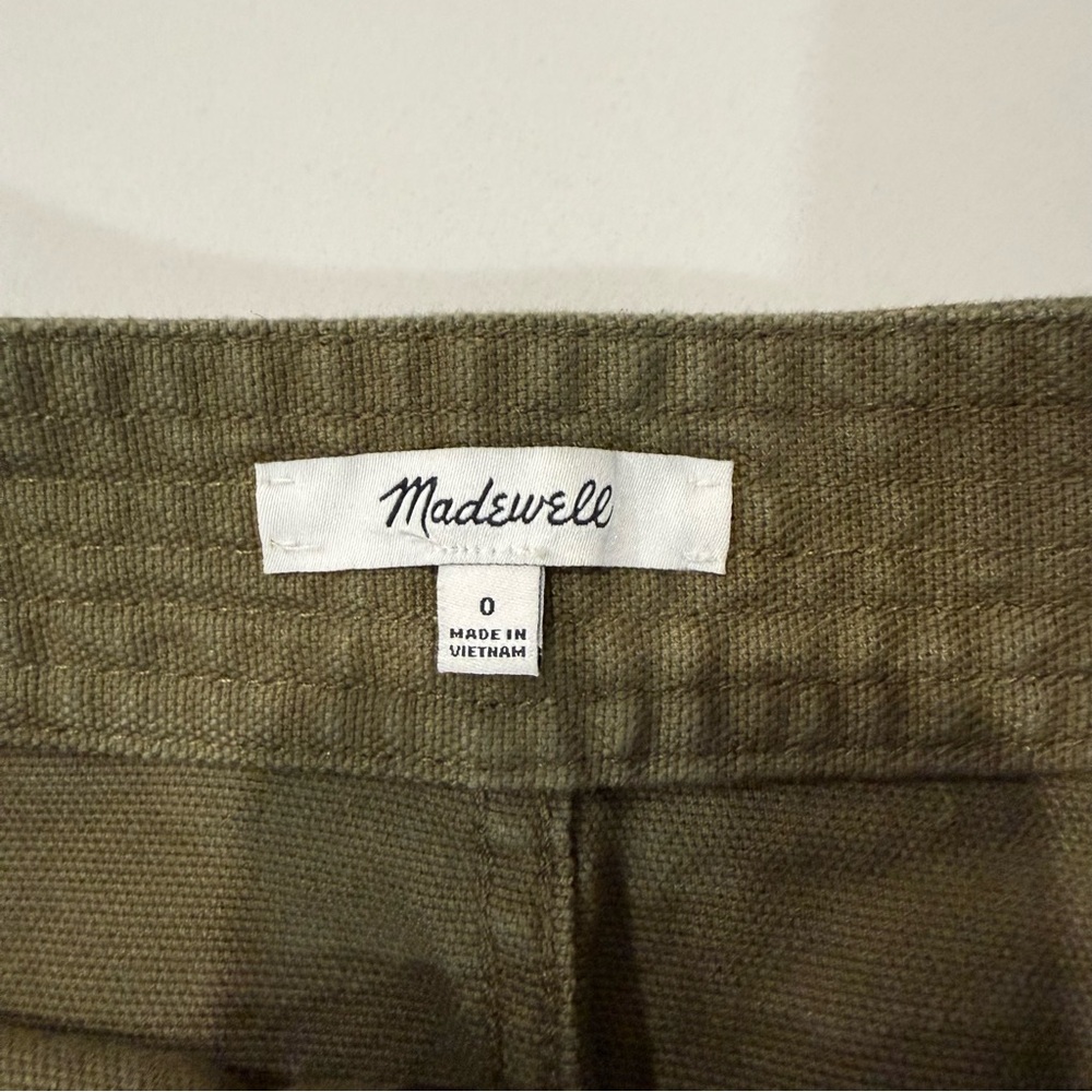 Madewell Raw-Hem A-Line Mini Skirt Womens 0 Stretch Kale Green Button Snap Front - Picture 7 of 9